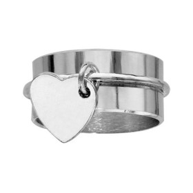 BAGUE ARGENT RUBAN 10MM AVEC COEUR 065763