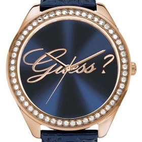 Montre Guess femme acier doré rose cuir bleu W0341L3