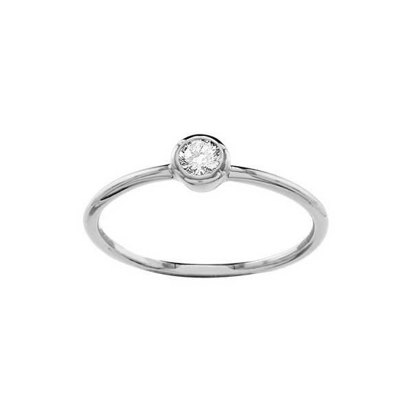 BAGUE ARGENT RHODIE PIERRE RONDE SERTIE CLOS BLANCHE SYNTH, bague femme, 065769