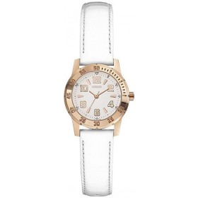 Montre Guess femme acier doré rose cuir bleu W0341L3