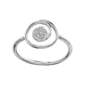 BAGUE ARGENT RHODIE SPIRALE PIERRES BLANCHES SYNTH, bague femme, 065772