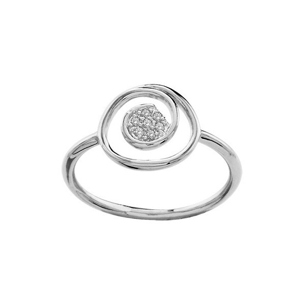 BAGUE ARGENT RHODIE SPIRALE PIERRES BLANCHES SYNTH, bague femme, 065772