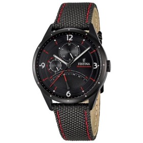 Montre Festina ronde bracelet tissus noir et rouge - F16849-2