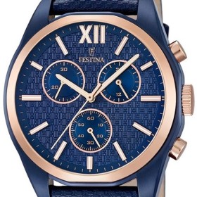 Montre Festina acier bleu et doré rose - F16857-1