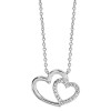 Collier en argent double coeur & oxydes blancs