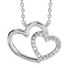 Collier en argent double coeur & oxydes blancs