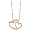 Collier double coeur en argent avec oxydes blancs