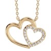 Collier double coeur en argent avec oxydes blancs