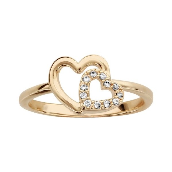 Bague avec Pendentif Double Coeur Anneaux