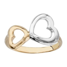 Bague plaqué or coeur bi-couleur