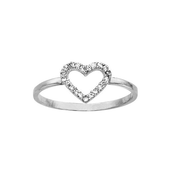 Bague argent coeur oxydes blancs sertis