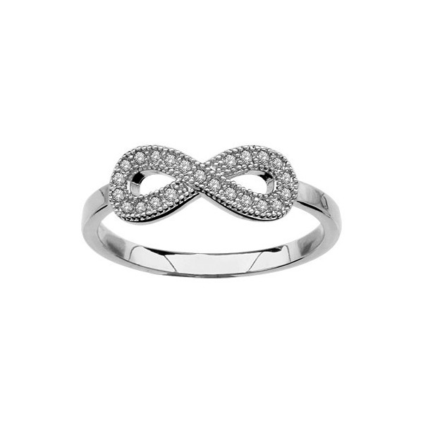 BAGUE ARGENT RHODIE FORME HUIT (INFINI) PIERRES SYNTH BLANCHES, bague femme, 065795