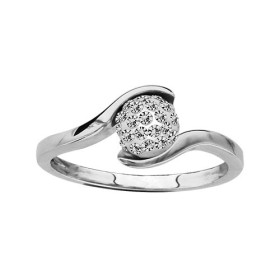 BAGUE ARGENT RHODIE BOULE RESINE ET STRASS, bague femme, 065888