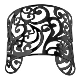 Bracelet acier manchette noir - Arabesque
