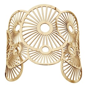 Bracelet acier PVD jaune - Manchette motif soleil