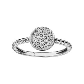BAGUE ARGENT RHODIE ANNEAU TORSADE BOULE RESINE STRASS BLANCS, bague femme, 065889