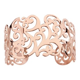 Bracelet en acier rigide motifs découpés volutes PVD rose