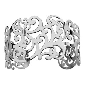 Bracelet manchette en acier rigide motifs découpés volutes