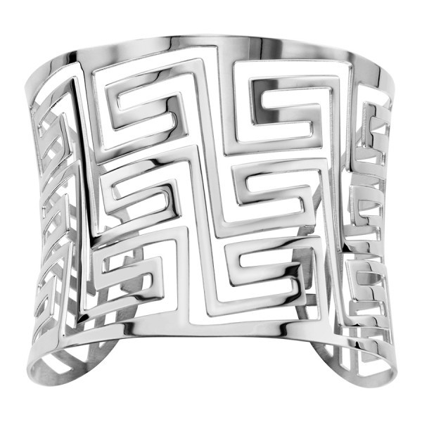 Bracelet manchette en acier motif labyrinthe