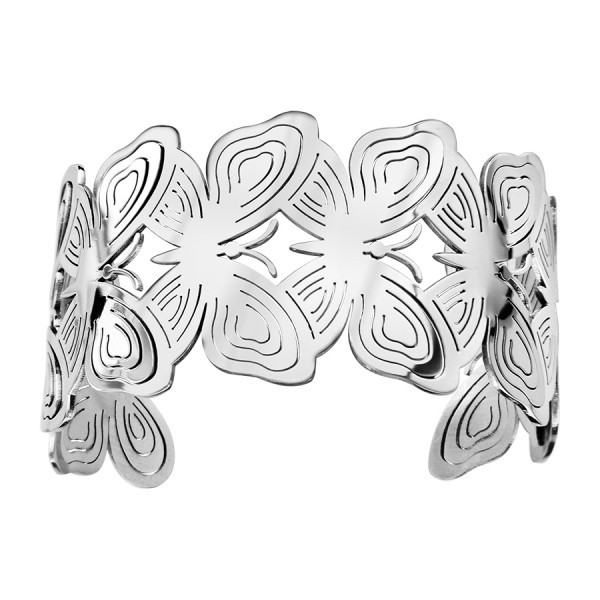 Bracelet manchette en acier motif découpé papillon