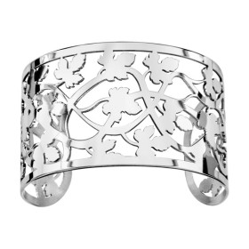 Bracelet manchette en acier motif découpé en forme de feuille