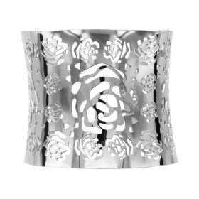 Bracelet manchette en acier avec motif fleur ajouré