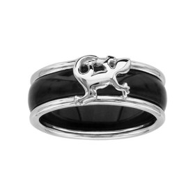 BAGUE ARGENT RHODIE DOUBLE MOTIF SALAMANDRE AVEC 3 ANNEAUX INTERCHANGEABLES RESINES BLANC/NOIR/ROUGE, bague femme, 065911