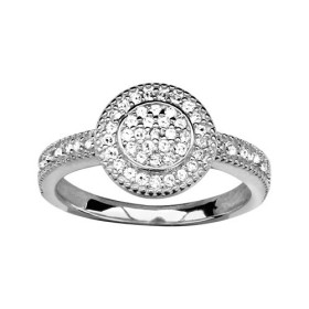 BAGUE ARGENT RHODIE PAVE ROND MICRO SERTI D'OXYDES, bague femme, 066132