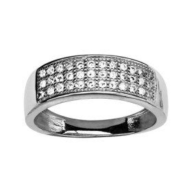 BAGUE ARGENT RHODIE 3 RANGS MICRO SERTI D'OXYDES, bague femme, 066133