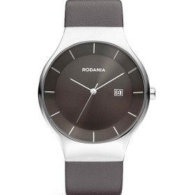Montre Rodania acier fond marron cuir marron pour homme.