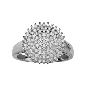 BAGUE ARGENT RHODIE PLATEAU ROND MICRO SERTI D'OXYDES, bague femme, 066135