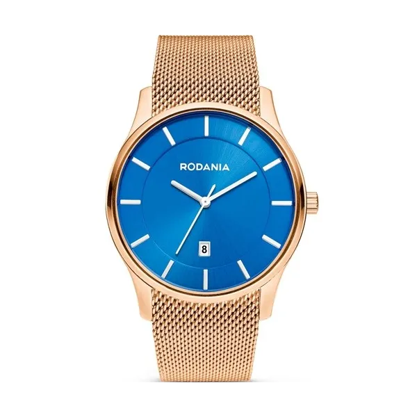 Montre Rodania en acier noir bracelet milanais noir