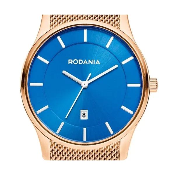 Montre Rodania en acier noir bracelet milanais noir