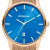 Montre Rodania en acier noir bracelet milanais noir