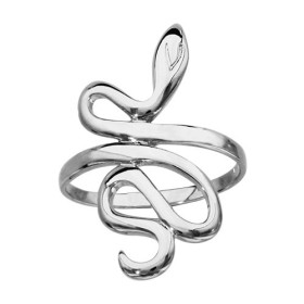 BAGUE ARGENT RHODIE SERPENT ENROULE, bague femme, 066145