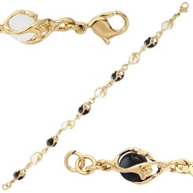 Bracelet Jourdan plaqué or boules cristal/onyx pour femme