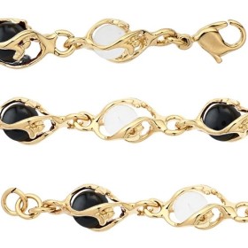 Bracelet Jourdan plaqué or boules cristal/onyx pour femme