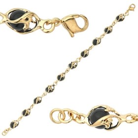 Bracelet Jourdan plaqué or boules cristal/onyx pour femme