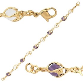 Bracelet Jourdan plaqué or boules cristal et améthyste pour femme