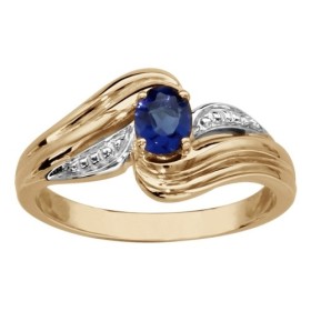 Bague Plaqué Or Pierre de synthèse bleu et rhodium