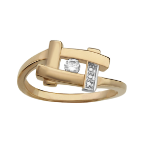 Bague plaqué or avec forme carré et un oxyde blanc