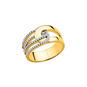 Bague plaqué or avec oxyde de zirconium blanc