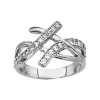 BAGUE ARGENT RHODIE CROISEE OXYDES BLANCS SYNTH, bague femme, 066182