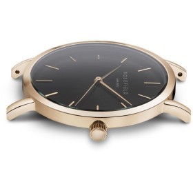 Montre Rosefield bracelet cuir noir fond noir pour femme