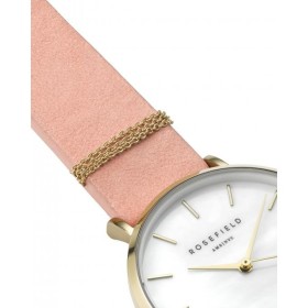 Montre Rosefield bracelet nubuck rose deux anneaux doré