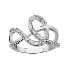 BAGUE ARGENT RHODIE SPIRALE OXYDES BLANCS SERTIS, bague femme, 066183