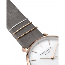 Montre Rosefield bracelet nubuck gris deux anneaux doré