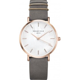 Montre Rosefield bracelet nubuck gris deux anneaux doré