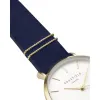 Montre Rosefield bracelet nubuck bleu deux anneaux doré fond nacre