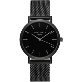Montre Rosefield bracelet milanais noir fond noir pour femme